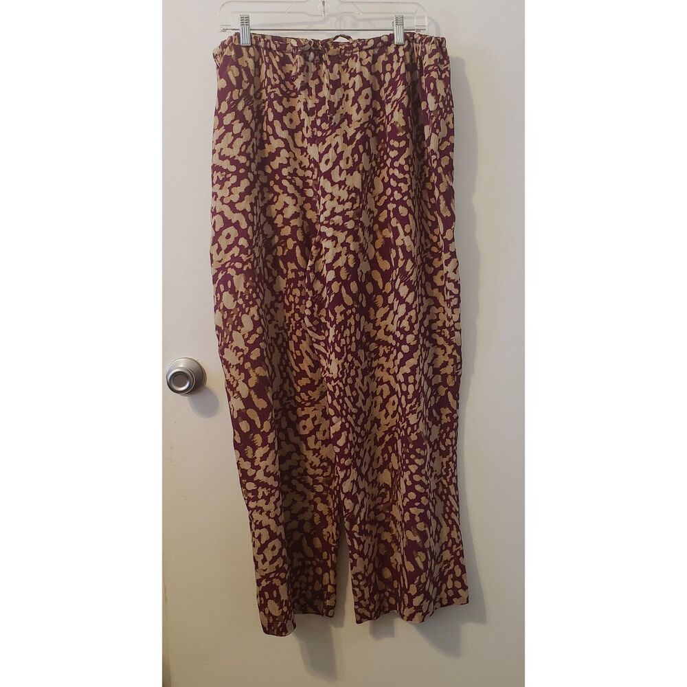 Karen Scott Breezy Wide Leg Pants Abstract Animal Print Sz L Boho Vacation Wear